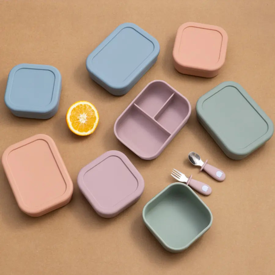 Silicone Baby Feeding Set: Leakproof, Microwave-Safe Bowl & Plate with Lunch Box Design